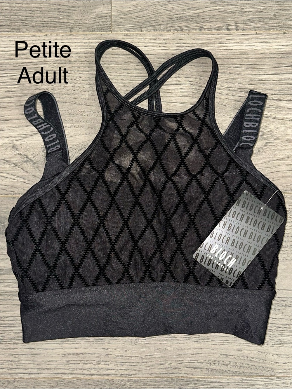 Bloch Black Diamond-Pattern Cross-Back Crop Sports Bra